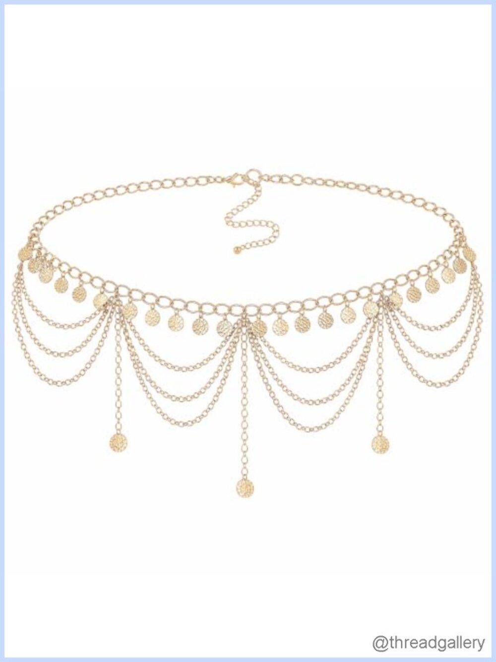 Gold Layered Waist Chain Belt with Tassel Coin Pendant